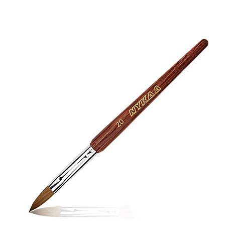 NYKAA 100% Pure Kolinsky Hair Acrylic Nail Brush, Redwood Oval Handle Nail Brush for Carving Painting Extending, with Protected Pipe, #20