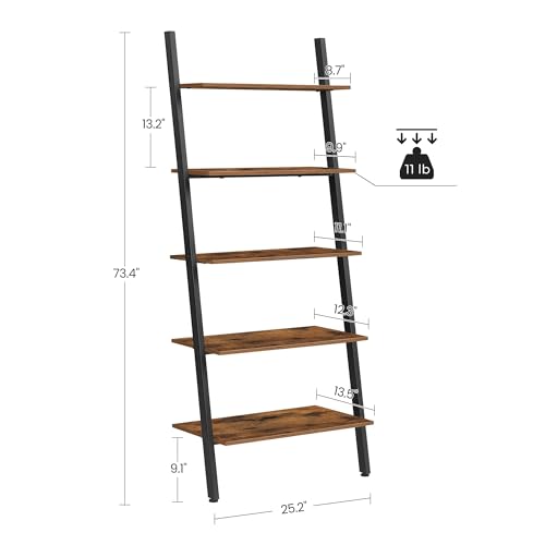 Image of VASAGLE Ladder Shelf, 5-Tier Bookshelf, Storage Rack