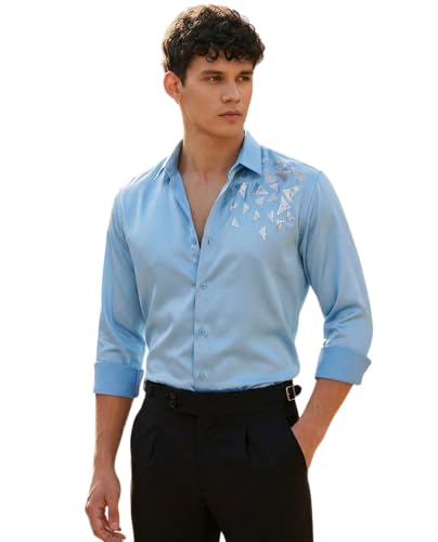 Image of IndoPrimo Men's Stylish Satin Shirt for Party, Formal, Daily and Casual Wear Full Sleeve Shirt for Mens - Trio