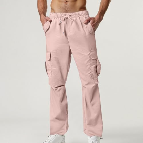Men's Casual Cargo Pants Drawstring Athletic Jogger Sweatpants Lightweight Outdoor Hiking Travel Pant with Pockets2