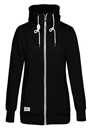 TrendiMax Sudadera con Capucha Mujer Chaqueta Cremallera Otoño Invierno Hoody Pulóver Hoodie Deporte Negro S