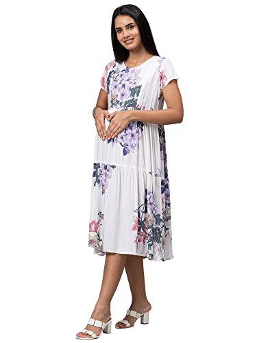 Image of AV2 Women's Rayon Regular Fit Maternity Feeding Layered And Tiered Kurti 5124 Dress
