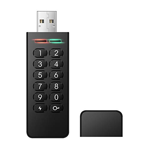 Encrypted USB Flash Drive, 32 GB Keypad Secure FIPS Certified Memory Stick, Military Grade Hardware U Disk with Password Protection, Personal USB 2.0 AES 256-bit Encryption