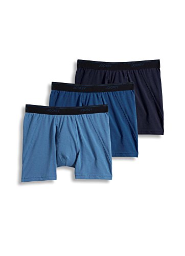 Jockey Men's Underwear MaxStretch Boxer Brief - 3 Pack, Navy/Blue Tranquil/Blue Wash, S