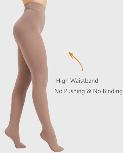 Image of DUCMODA Womens 80 Denier Opaque Tights, Women's Soft Solid Color Footed Pantyhose, High Waist Stocking with 30+ Colors