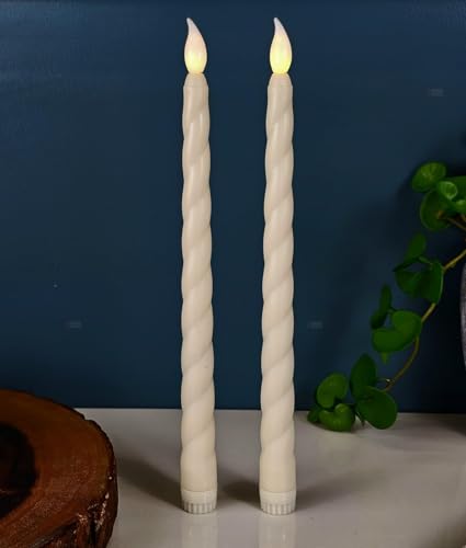 SATYAM KRAFT 2 Pcs LED Flameless Taper Candles | Romantic Love Gift for Him/Her | Candle Light for Home Decor, Birthday, Festival Gifting, Wedding, Christmas, Valentine's Day