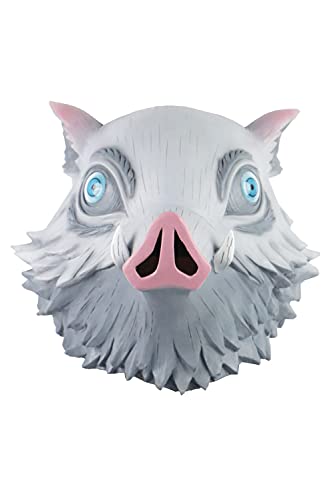 Oakamy Hashibira Inosuke Maske Cosplay Anime DSlayer Kopfbedeckungen aus Latex Halloween Weihnachten Karneval Cover