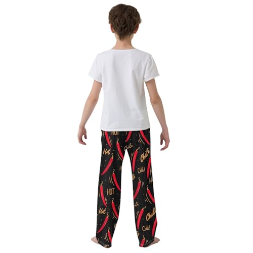 ZZXXB Chilli Boys Long Pants Soft Trousers Elastic Waist Kids Lounge Bottoms with Pockets S-XL3