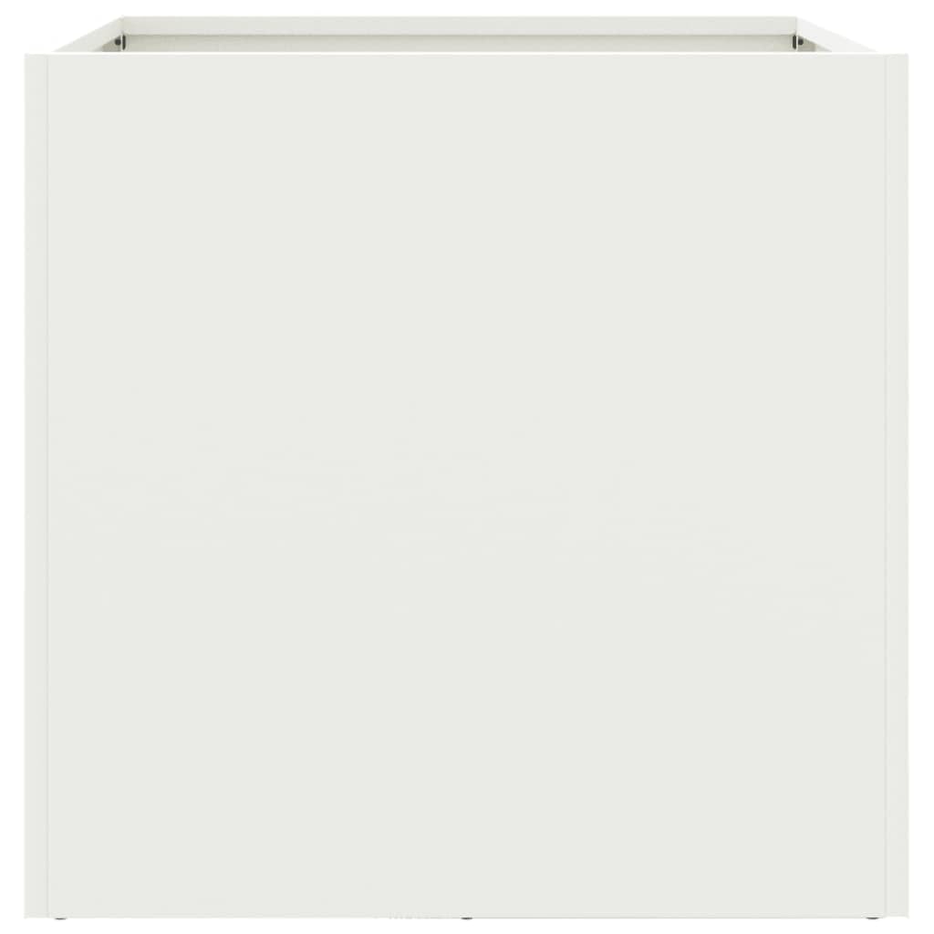 LAPOOH Sadzarka biała 49 x 47 x 46 cm stal walcowana na zimno, sadzarka na zewnątrz, donica ogrodowa, doniczka ogrodowa i sadzarka, donica na zewnątrz (SPU: 841561)