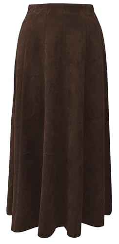 Baby'O Womens Midi Length Faux Suede Western Style Stretch Panel Flare Skirt3