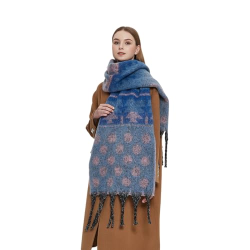 Large Blue Scarf Winter Christmas Scarves Warm Tassels Pashmina Fashion Blanket Wraps Shawl Soft Knit Scarf for Women and Girls2
