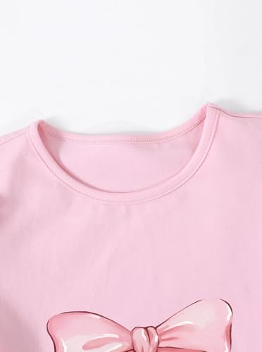 Image of Girls' Summer Shirts Cute Tops Ruffle Sleeve Crew Neck Casual Tees