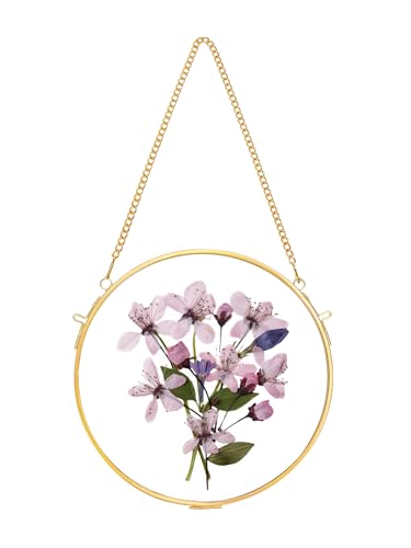 REDHUGO Cadre en verre pour fleurs pressées fait à la main, cadre flottant en laiton à suspendre...