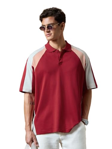 Polo col ouvert homme rouge foncé en coton durable | Le vêtement chic de qualité supérieure