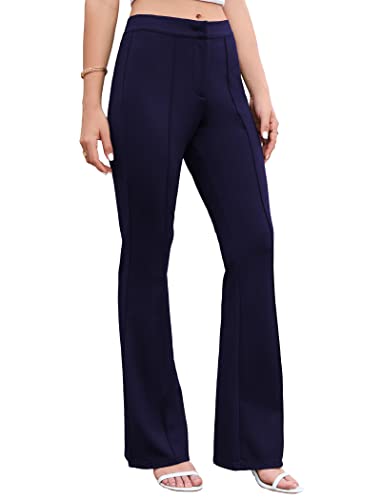 Famulily Women High Rise Tummy Control Flared Pants Zipper Up Stretch Pant for Dressy