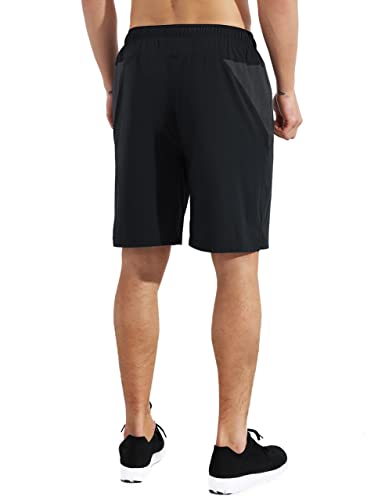 EZRUN Mens 9 Inch Lightweight Running Workout Shorts with Liner Loose-Fit Gym Shorts for Men with Zipper Pockets3
