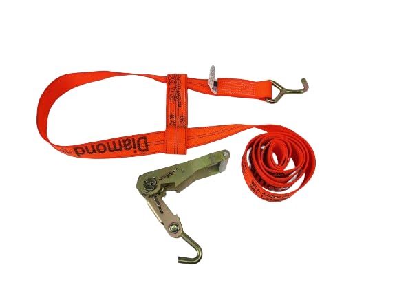 2 Pack Orange Diamond Weave Basket Wheel Lift Strap with Finder Hook and Ratchets