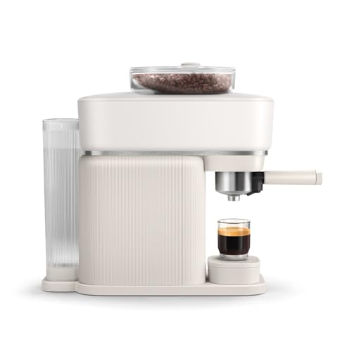 Philips Machine à expresso Baristina Variety - Bac à grains Double compartiment, Broyeur intégré, 16 bars, Nettoyage facile, Expresso et Lungo, blanc/porte-filtre blanc (BAR320/00)