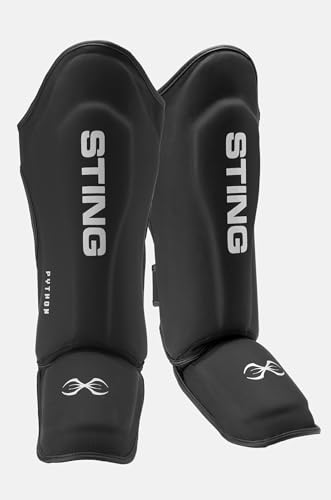 Sting Shin Guard and Foot Protector for MMA, Small, Black/White