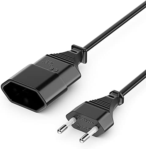 deleyCON 1m Stromkabel Verlängerung Typ-C Eurostecker Buchse - Schwarz | Netzkabel Verlängerungskabel, Typ-C-Stecker Eurostecker auf Typ-C Euro Buchse, für TV, PC, Monitor, Beamer,