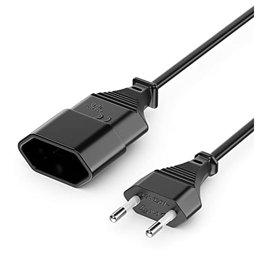deleyCON 10m Strömkabel Förlängning Nätkabel Förlängningskabel Typ C-Kontakt Euro-Kontakt till Typ-C Euro-Uttag TV PC Datorskärm Projektor Lampa Hushållsapparater - Svart