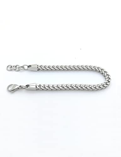 Stainless Steel Polished 8-8.6 Inch Heavy Wheat Bracelet Silver 316L Stainless Steel Chain 5*5Mm Bracelet #TOP6