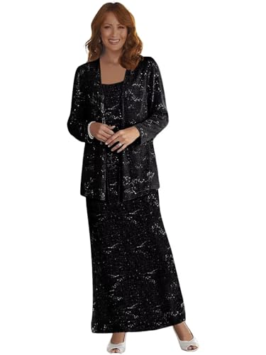 Lace Two Piece Mother of Bride Dress V Neck - with Long Sleeve Jacket Sleeveless Formal Evening Gown Elegant​
