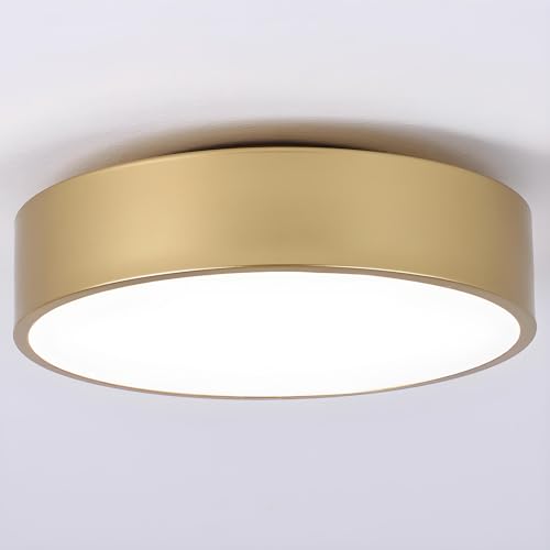Image of 2-Light Modern Gold Flush Mount Ceiling Light 11.8 Inch