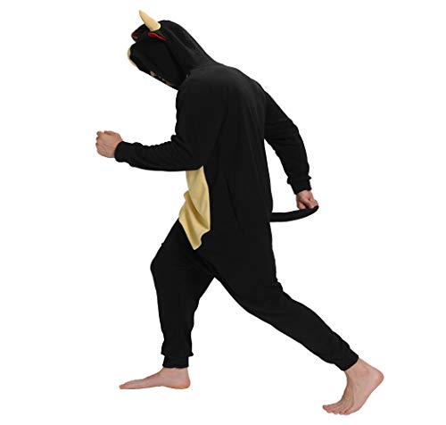 dressfan Bull Costume Animal Bull Onesie Bull Pajamas Cosplay Costume Black