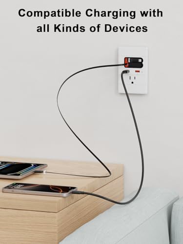 Prise murale USB C avec charge rapide GaN PD20W et double câble rétractable intégré