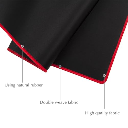 Image of JIALONG Large Gaming Mouse Pad, Extended Mousepad with Red Stitched Edges, XXL Desk Mouse Mat, Big Computer Keyboard Pad for Gaming and Office, 35.4 x 15.7 inches