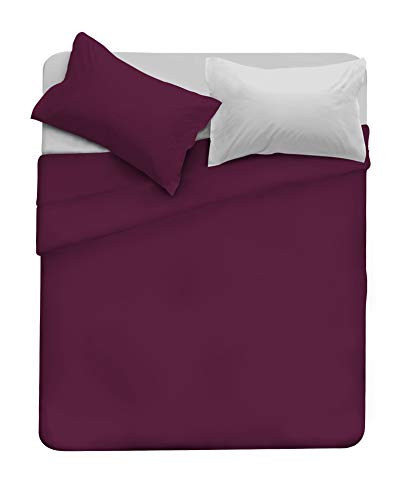 Italian Bed Linen Natural Colour Bed Sheet Set, Plum/Light Gray, Small double, Plum/Light Grey - Image 4