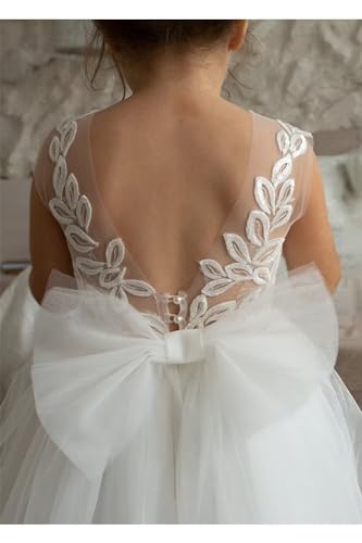 Flower Girl Dress for Wedding First Communion Dresses Floor Length Tulle Lace Applique Princess Birthday Prom Gown2