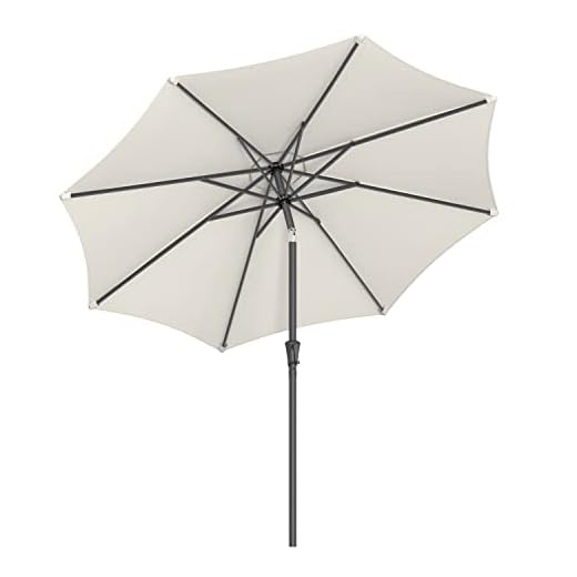 SONGMICS Sombrilla de Jardín 270 cm, UPF 50+, Parasol, 30°de Inclinación en Dos Direcciones, con Manivela, para Patio, Terraza, Balcón, Piscina, sin Base, Beige GPU27BE