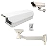 2Part in Set Aluminum Weatherproof CCTV Camera Housing with Adjustable Mount Bracket - Heavy Duty Indoor/Outdoor Security Surveillance Box with Lockable Lid & Glass Lens