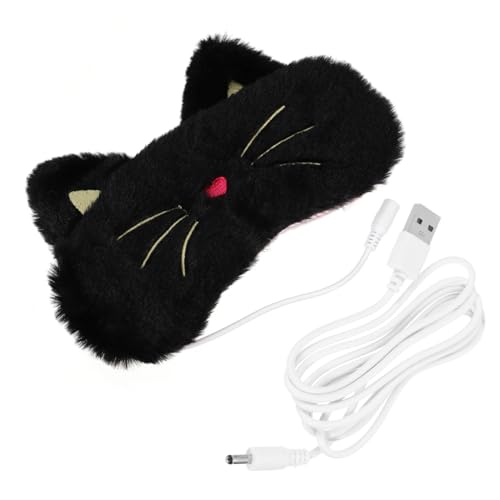 NOLITOY 1 Juego máscara de calefacción lindo durmiendo almohadillas para los ojos calientes arruga eye mask for sleeping ojeras masajeador de ojos venda para dormir Black