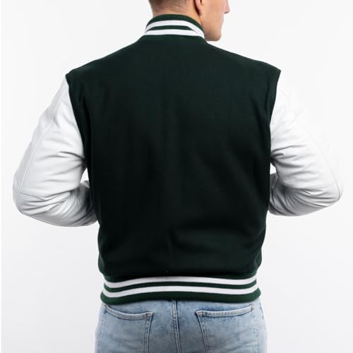 Image of Varsity Base Letterman Jacket (16 Color Options) S to 5XL (Wool, Leather Sleeves)