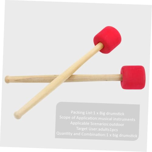 Baqueta de percusión con mango de madera y espuma color rojo miniatura 7