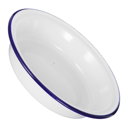 Healifty Plato de Enamelware Retro Grande Blanco Redondo para Servir Frutas y Postres para Familiares y Celebraciones y Capacidad