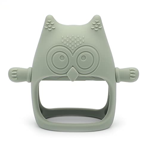 Image of Drop Resistant Silicone Baby Teether Toy for 3+ Month Infants, Baby Chew Toy for Sucking Needs, Hand Pacifier for Breast Feeding Babies, BPA Free (Sage)