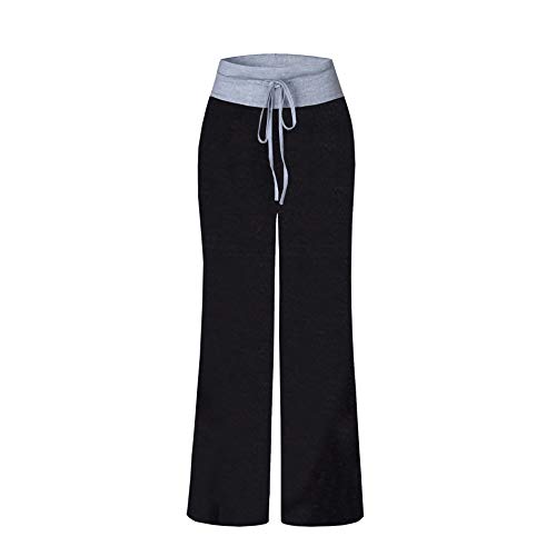 Image of iChunhua Women's Comfy Stretch Floral Print Drawstring Palazzo Wide Leg Lounge Pant