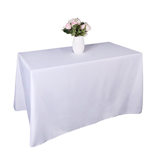GFCC White Square Polyester Tablecloth 120 x 120 -Inch. Parties Table Decor