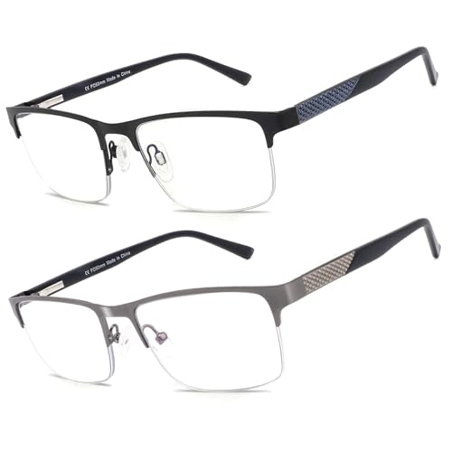 Image of Premium Half Rim Reading Glasses for Men Blue Light Blocking Reader Full Lens Magnifier Eyeglasses UV400 Protection