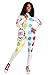 Twister Board Game Costume for Women | Jumpsuit with Zipper Down Center Back, Graphics with Large Spots On White