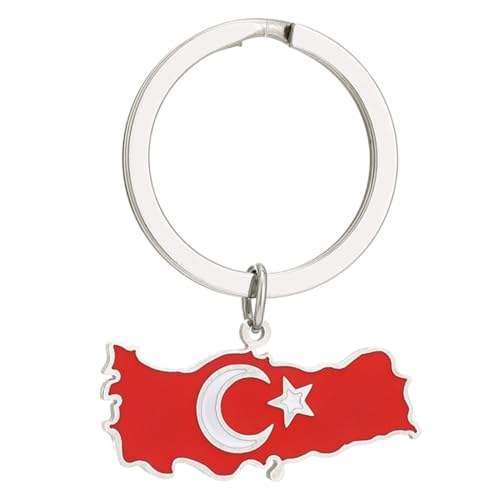 CAZSTYK Porte-clés élégant en acier inoxydable avec motif carte de Türkiye - Souvenir parfait pour les voyageurs et les amateurs de culture, Argenté., As detailed discription
