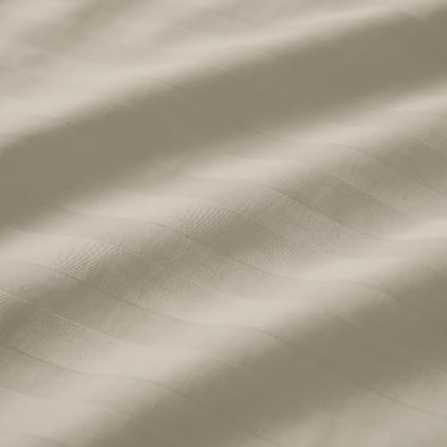 Image of Blue Dahlia 100% Cotton, King Size /Double, Bedsheet (108 inch x 108 inch) + 2 Pillow Covers, Silky Smooth Feel, 300TC Self Striped Bedsheet, Colour: Beige