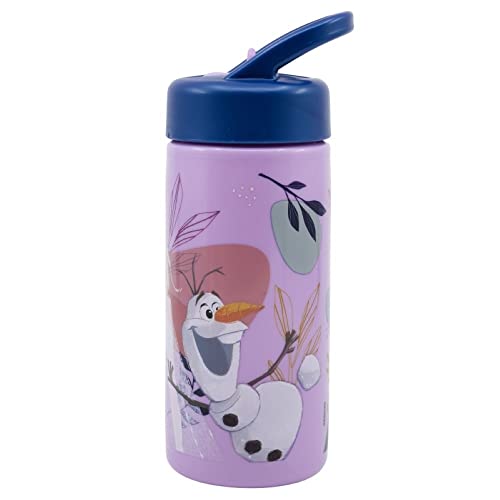 OM SUPPLIES Frozen Reusable Sipper Water Bottle Drink Bottle with built-in handle for Easy Carry School Lunch Kids Childrens 410ml (Frozen) - Image 3