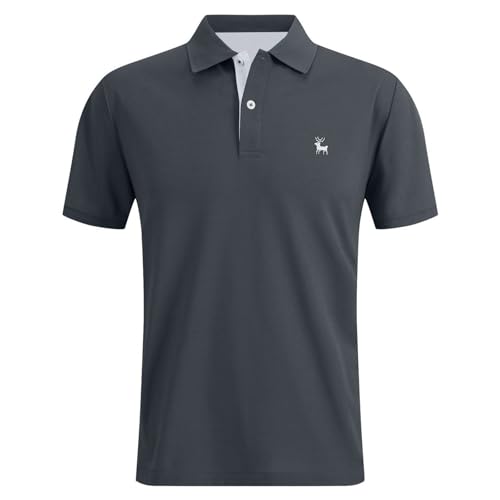 Foweknow Polo da uomo a maniche corte, stile bavarese, Oktoberfest, motivo cervo, traspirante, ad asciugatura rapida, con abbottonatura, leggera, da caccia, per attività all'aperto, casual, da golf