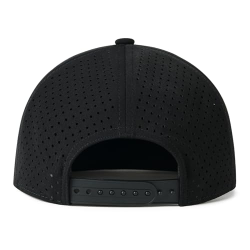 FEINION Men Flat Brim Adjustable Performance Hat Snapback Laser Perforated Baseball Cap