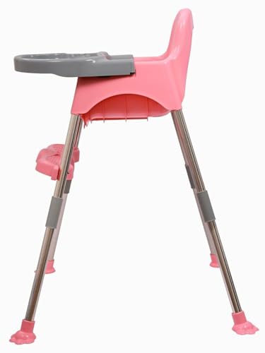 Image of 3-in-1 Convertible Baby High Chair with Tray, Adjustable Footrest & Easy Clean Design - Portable Feeding Chair for Infants & Toddlers Up to 20kg (Light Pink)